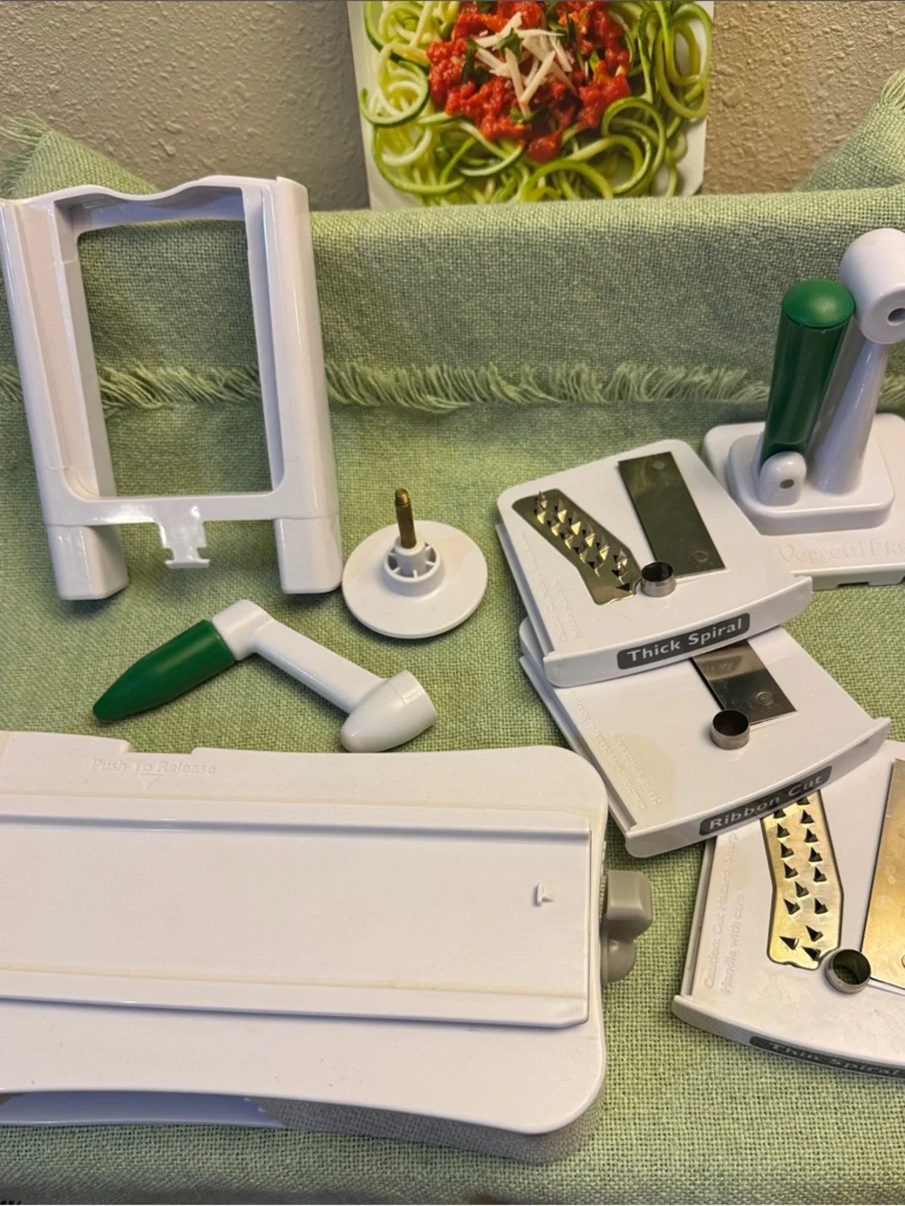 Pro White and Green Vegetable Spiralizer and Like-New Cookbook